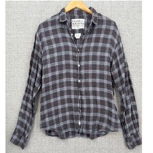 Frank & Eileen Paul Plaid Linen Blend Button Down Shirt‎ Long Sleeve Top Large